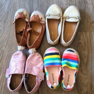 Lot of 4 Pairs Toddler Girls Size 8 Shoes Toms Carter's Genuine & American Eagle